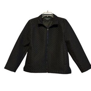 Harve Bernard Black Quilted Medium Weight Zip Jacket Coat Size Large